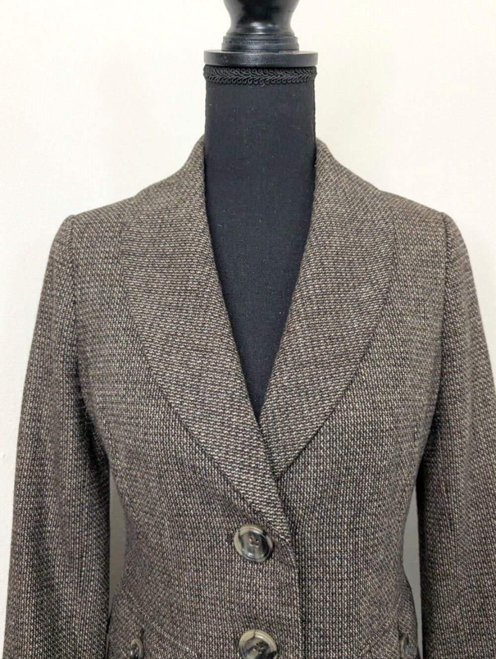 Eddie Bauer Y2K 90s Dark Academia Preppy Neutral Cozycore Blazer Jacket 2P - Picture 3 of 11